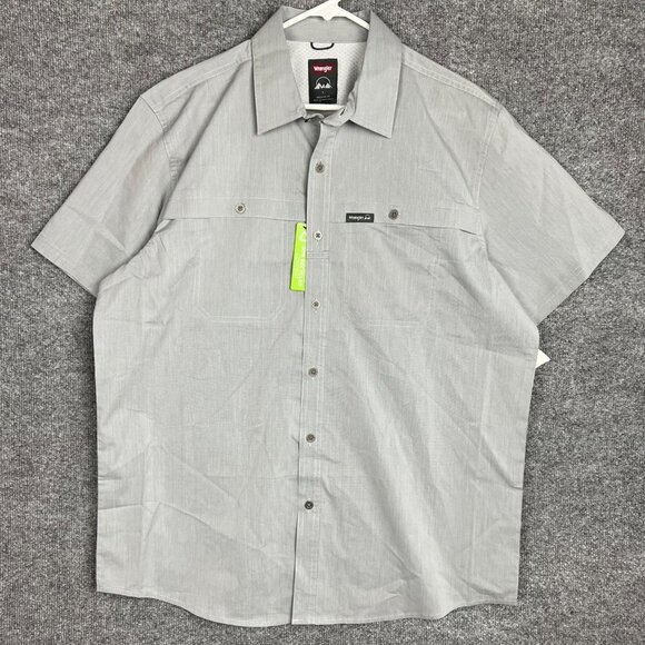 NEW Wrangler regular fit gray button down‎ vent shirt short sleeve Size Large - Picture 1 of 7